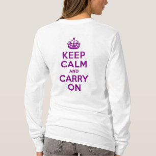 パープルKeep Calm and Carry On Tシャツ