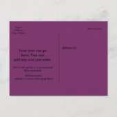 パープルMARDI GRASプロモーションパーティーはがき インビテーションポストカード (裏面)