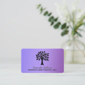 パープルMFT結婚と家族のセラピスト 名刺 (スタンド正面)
