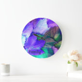 パープルNティール(緑がかった色)葉グリーンウォールクロック*パーソナライズ ラージ壁時計 (ホーム)