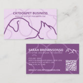 パープルQRコードロゴ 犬 猫 ペット 名刺 (正面/裏面)