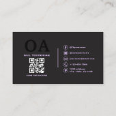 パープルQRコード爪、 ネイルスペシャリストモダン 名刺 (裏面)