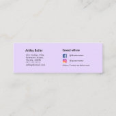 パープルQRコード美しいメイクアップアーティスト スキニー名刺 (裏面)