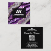 *~*パープルQRラベンダーグラムリュックスイニシャルAP66 スクエア名刺 (正面/裏面)