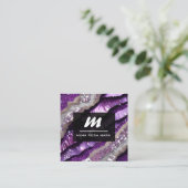 *~*パープルQRラベンダーグラムリュックスイニシャルAP66 スクエア名刺 (スタンド正面)