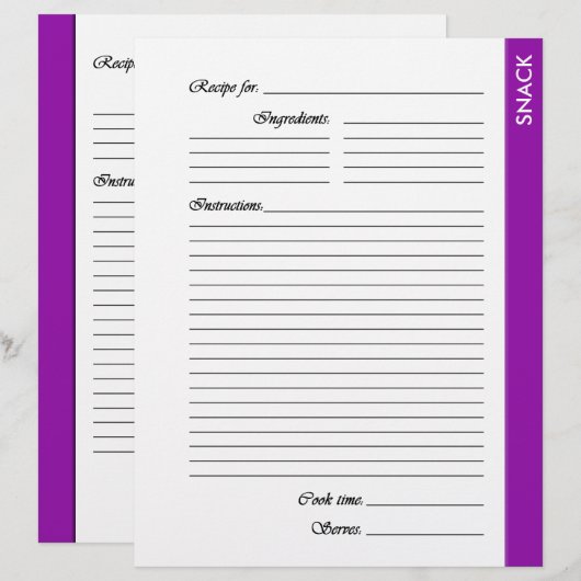 パープルSNACK両面レシピ (正面/裏面)