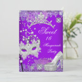 パープルSweet sixteen16マスカレードパーティーティアラ2 招待状 (スタンド正面)
