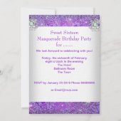 パープルSweet sixteen16マスカレードパーティーティアラ2 招待状 (裏面)