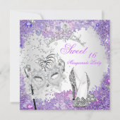 パープルSweet sixteen16マスカレードパーティーティアラ 招待状 (正面)