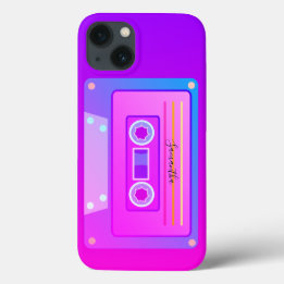 パープルVAPORWAVE美学90sホットピンクミキステープ iPhone 13ケース