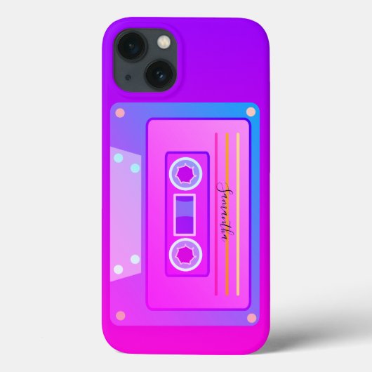 パープルVAPORWAVE美学90sホットピンクミキステープ Case-Mate iPhoneケース (裏面)