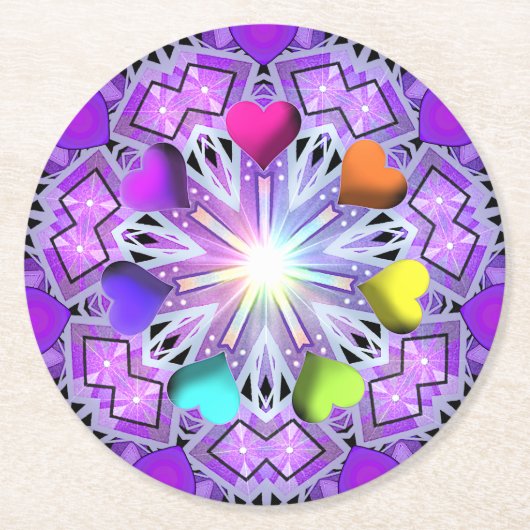 パープルW2スクエア紙コースター ラウンドペーパーコースター (正面)