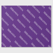 パープルyour nameタイポグラフィかわいらし ガーリー ラッピングペーパー (フラット)