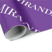 パープルyour nameタイポグラフィかわいらし ガーリー ラッピングペーパー (ロールコーナー)