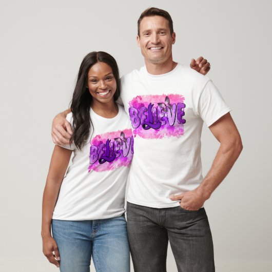 パープ信じリボン認識度水彩 Tシャツ (ユニセックス)