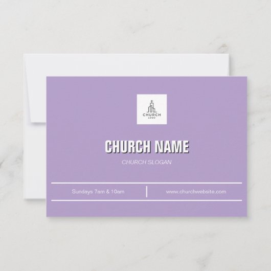 パープ淡い色のルミニマル教会招待状 (裏面)