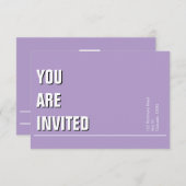 パープ淡い色のルミニマル教会招待状 (正面/裏面)