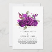 パープ王室のリと金ゴールドのフローラの結婚ゲストリスト 案内状 (正面)