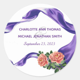パープ王室のリボン&フローラ結婚ズ ラウンドシール