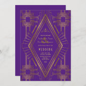 パープ王室のル金ゴールド素晴らしギャツビー結婚ズ 招待状 (正面/裏面)