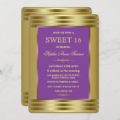 パープ王室のル·アンド·金ゴールド·バースデー·パーティー·招待状 招待状 (正面/裏面)