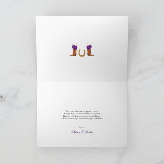 パープ王室のル&金ゴールドバラエレガントシャーロウエスタン サンキューカード (内部)