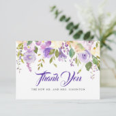 パープ素朴ルアイボリーホワイトフローラ結婚ズ サンキューカード (スタンド正面)