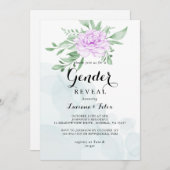 パープ素朴ルバラ葉・グリーンリー・ジェンダー・リビール 招待状 (正面/裏面)