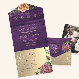 パープ素朴ルフローラ結婚ズ オールインワン招待状
