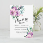 パープ素朴ル開花ヌエストラスペインのボダ結婚ズ 招待状 (スタンド正面)