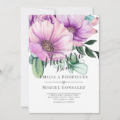 パープ素朴ル開花ヌエストラスペインのボダ結婚ズ 招待状 (正面)