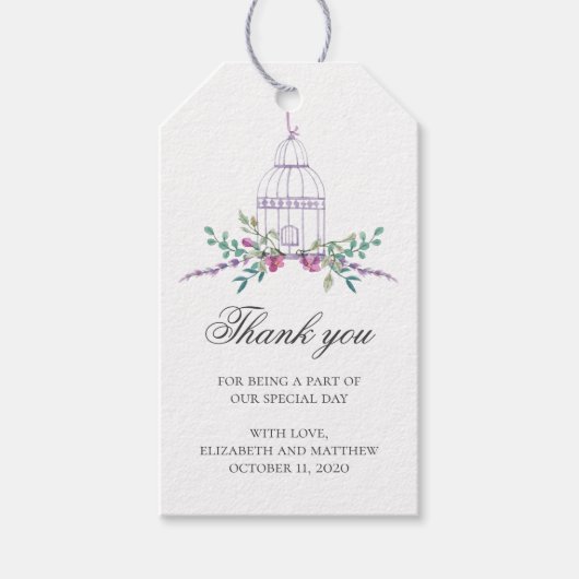 パープ結婚ル感謝していは君だ。鳥居と花 ギフトタグ (正面)