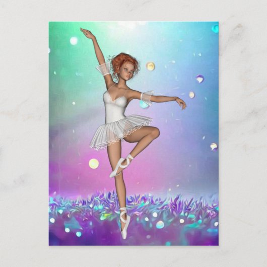 パープ色彩の鮮やかルグラスバックグラウンド&バレリーナ ポストカード (正面)