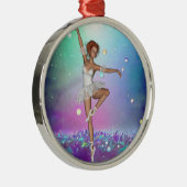 パープ色彩の鮮やかルグラスバックグラウンド&バレリーナ メタルオーナメント (右)