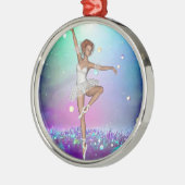 パープ色彩の鮮やかルグラスバックグラウンド&バレリーナ メタルオーナメント (左)