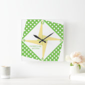 パーペチュアルモーション – グリーン&ピーチ スクエア壁時計 (ホーム)