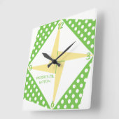 パーペチュアルモーション – グリーン&ピーチ スクエア壁時計 (傾斜)