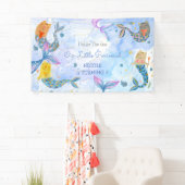 パーマイドの猫の人魚 水彩の女の子の誕生日 横断幕 (インサイチュ)