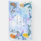 パーマイドの猫の人魚 水彩の女の子の誕生日 横断幕 (縦)