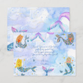 パーマイドの猫人魚 水彩の少女 誕生日 サンキューカード (正面/裏面)