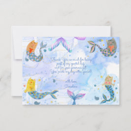 パーマイドの猫人魚 水彩の少女 誕生日 サンキューカード