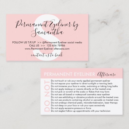 パーマネントアイライナーでアドバイスアフターケアを回避 名刺 (正面/裏面)