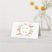 パームとパンパスフラワーデコー結婚ス プレイスカード (裏面)