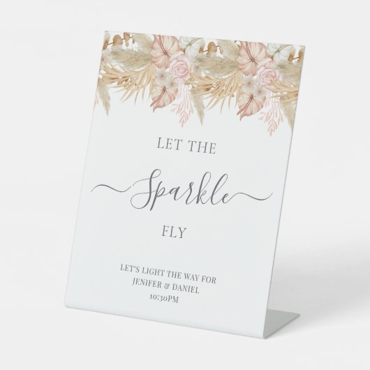 パームとパンパスフラワーデコー結婚ス 台座サイン (正面)