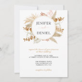 パームとパンパスフラワーデコー結婚ス 招待状 (正面)