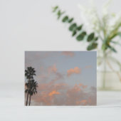 パームとピンクの雲のアート空白のはがき ポストカード (スタンド正面)