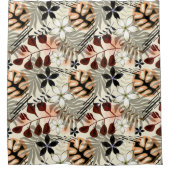 パームとモンステラ葉の、熱帯 シャワーカーテン (正面)