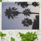 パームと夕暮れトロピカルシーン キッチンタオル (折り畳み)