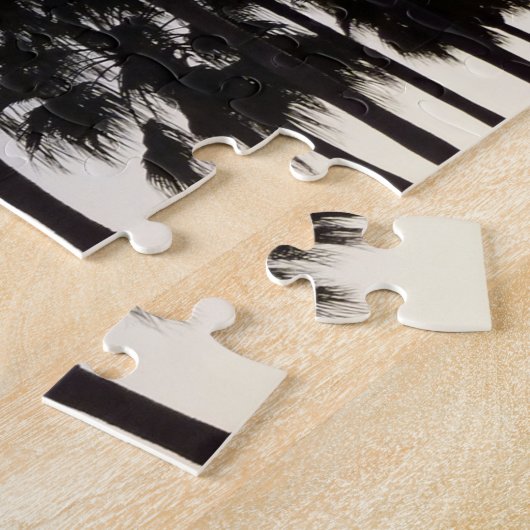 パームと夕暮れトロピカルシーン ジグソーパズル (側面)