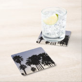 パームと夕暮れトロピカルシーン スクエアペーパーコースター (インサイチュ)